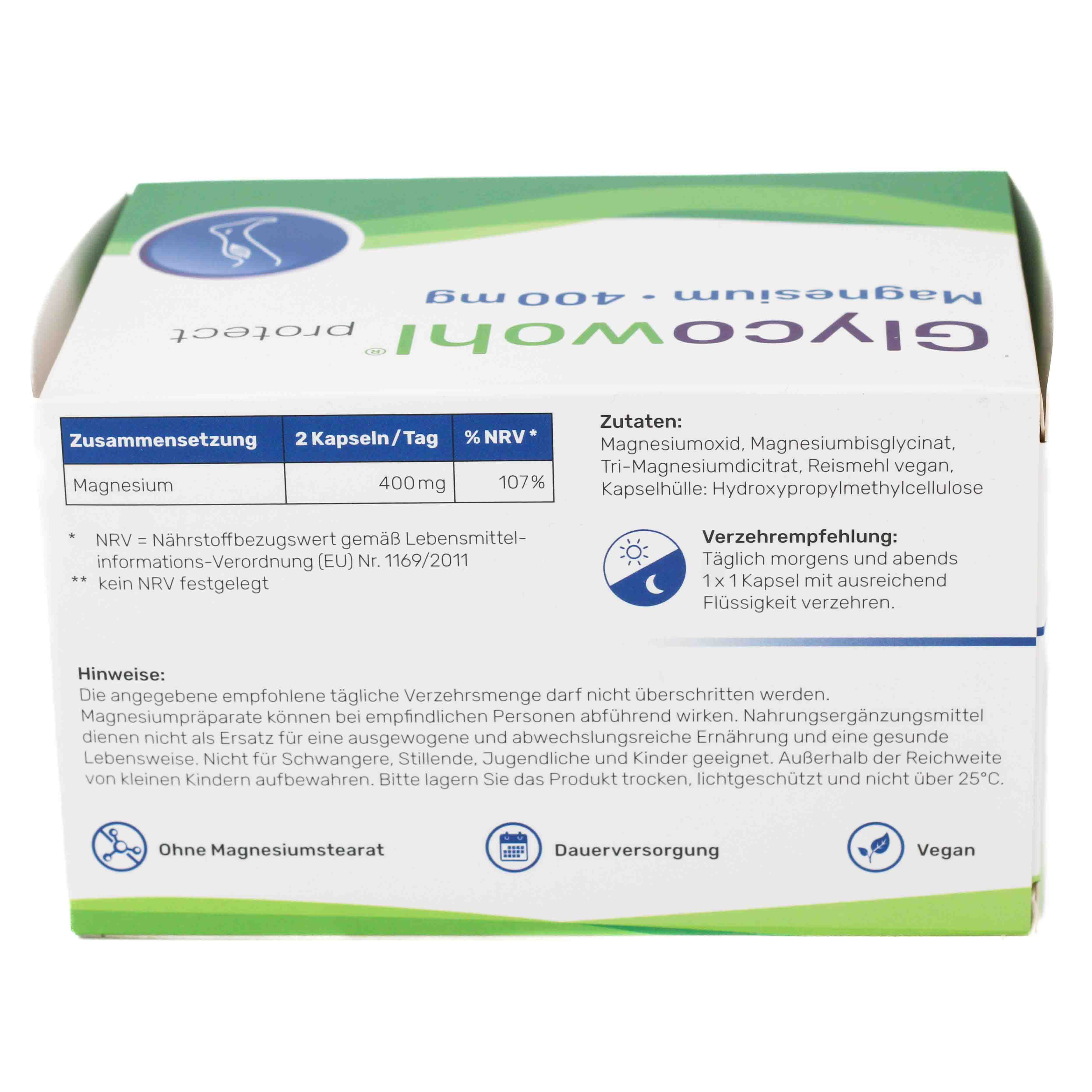 GLYCOWOHL Magnesium 400 mg hochdosiert vegan Kaps. GLYCOWOHL Magnesium 400 mg hochdosiert vegan Kaps.