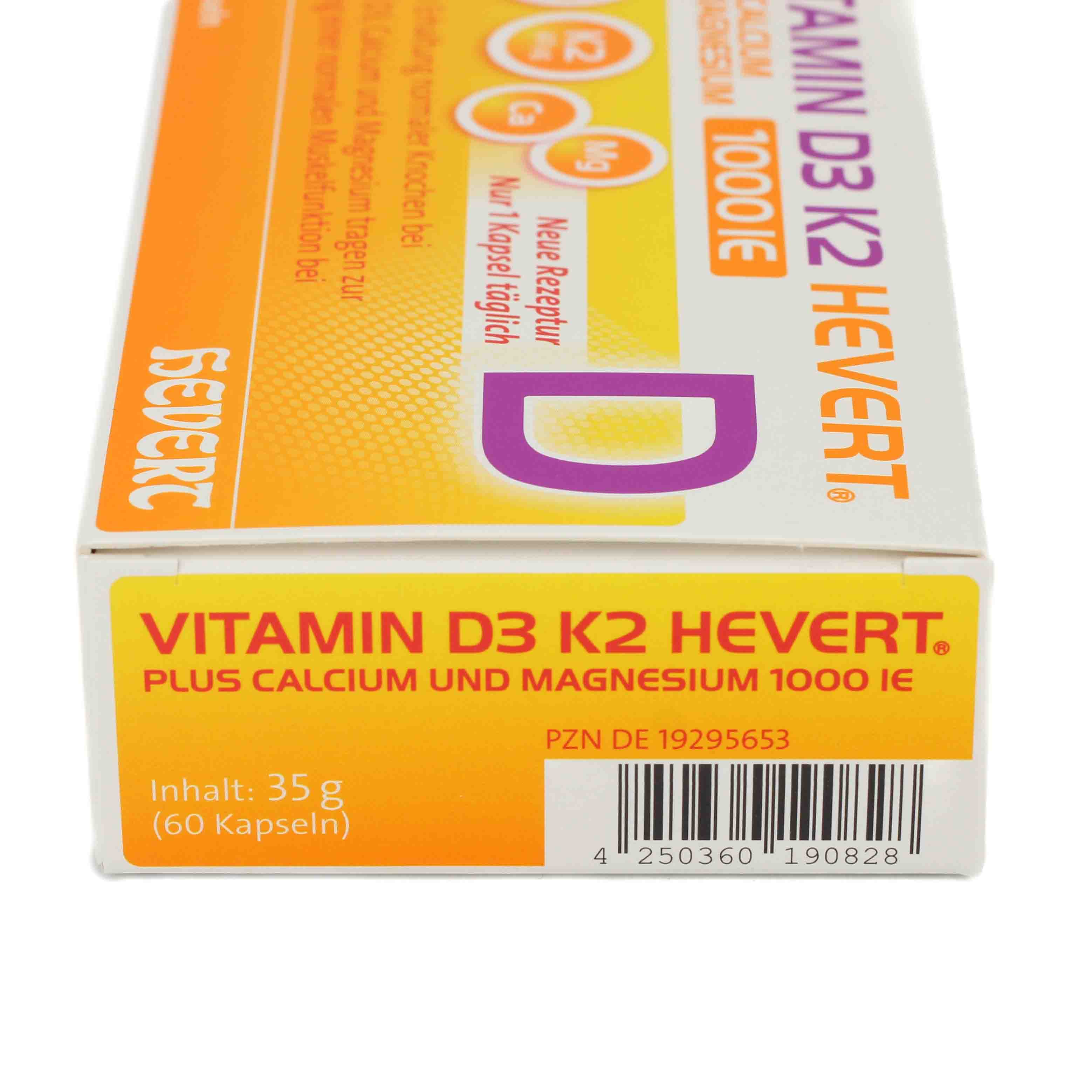 VITAMIN D3 K2 Hevert+Calcium u.Magnes.1000 IE Kps. VITAMIN D3 K2 Hevert+Calcium u.Magnes.1000 IE Kps.