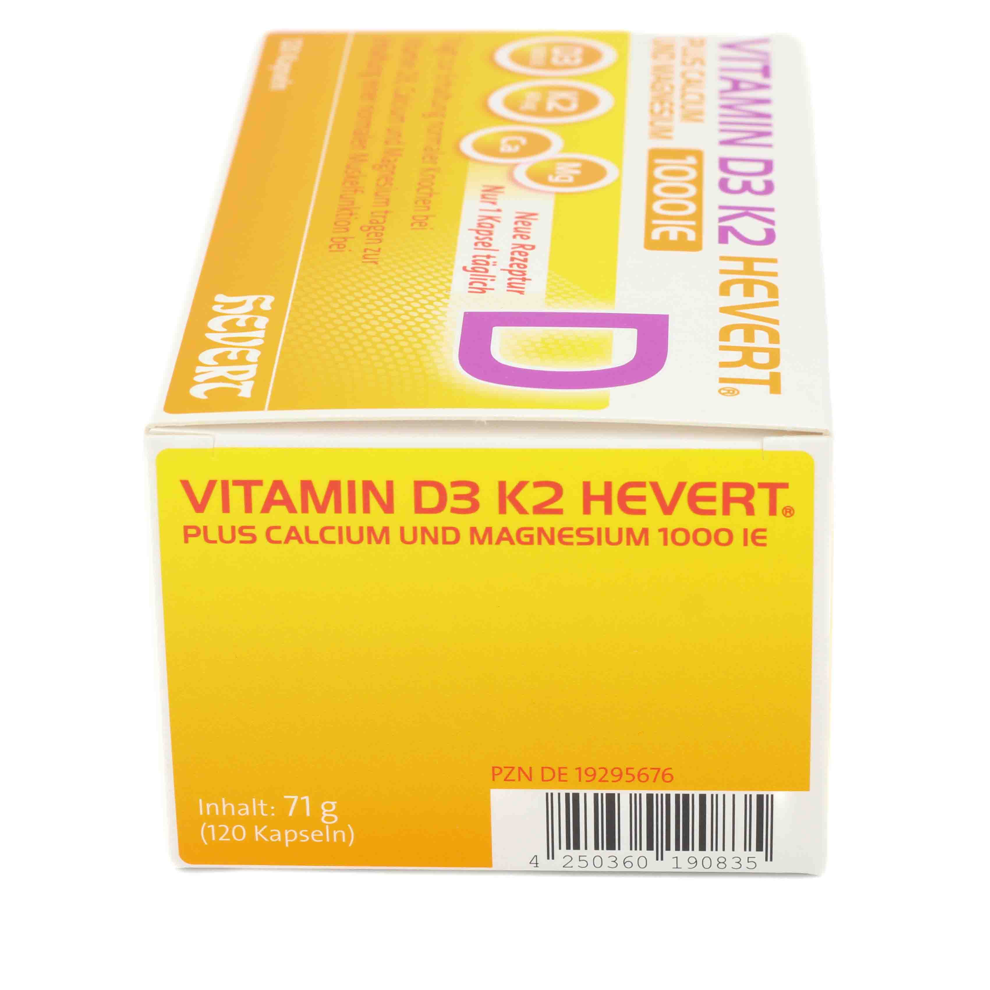 VITAMIN D3 K2 Hevert+Calcium u.Magnes.1000 IE Kps. VITAMIN D3 K2 Hevert+Calcium u.Magnes.1000 IE Kps.