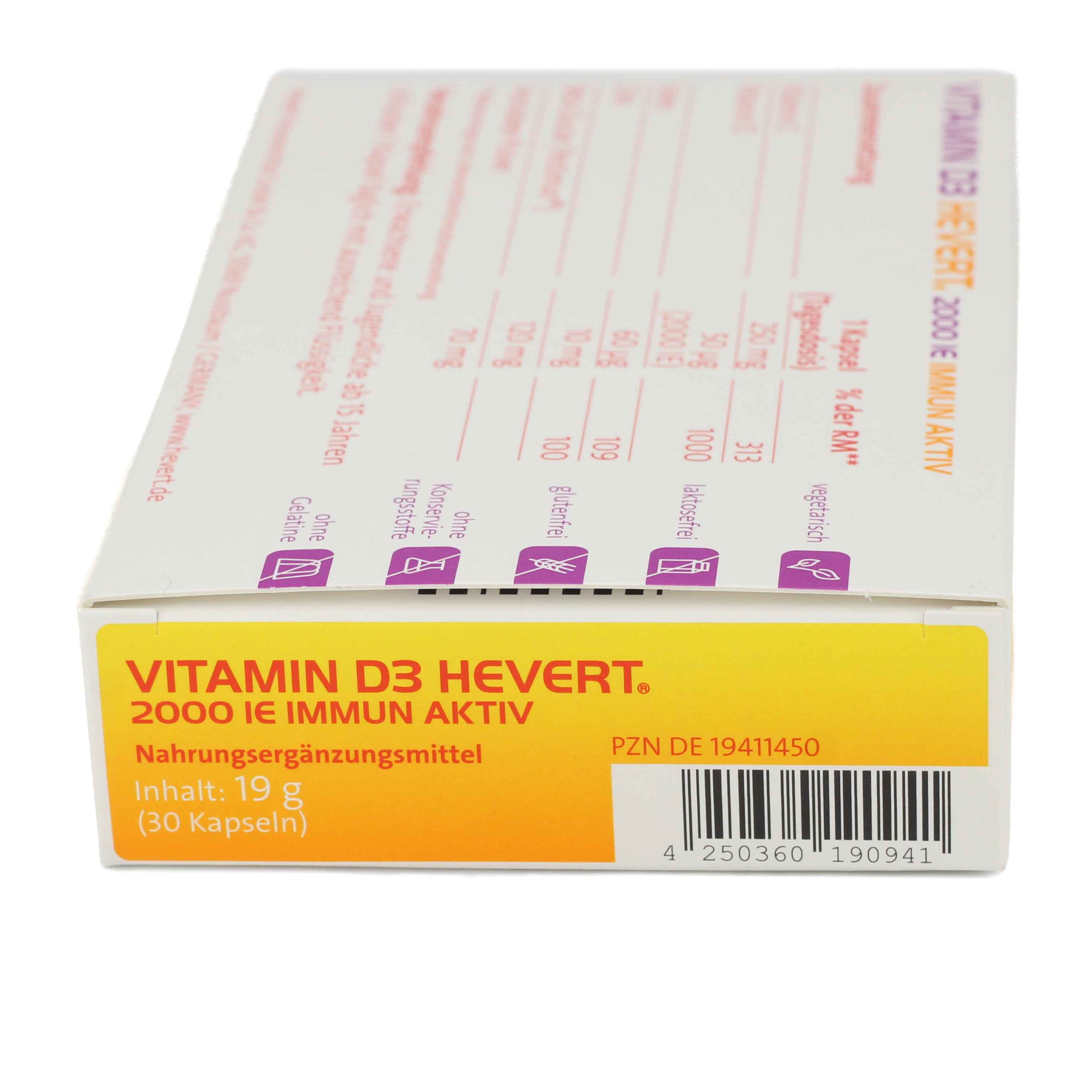 VITAMIN D3 HEVERT 2000 I.E. Immun Aktiv Kapseln VITAMIN D3 HEVERT 2000 I.E. Immun Aktiv Kapseln