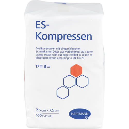 ES-KOMPRESSEN unsteril 7,5x7,5 cm 8fach ES-KOMPRESSEN unsteril 7,5x7,5 cm 8fach