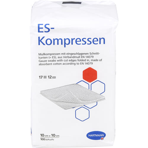 ES-KOMPRESSEN unsteril 10x10 cm 12fach ES-KOMPRESSEN unsteril 10x10 cm 12fach