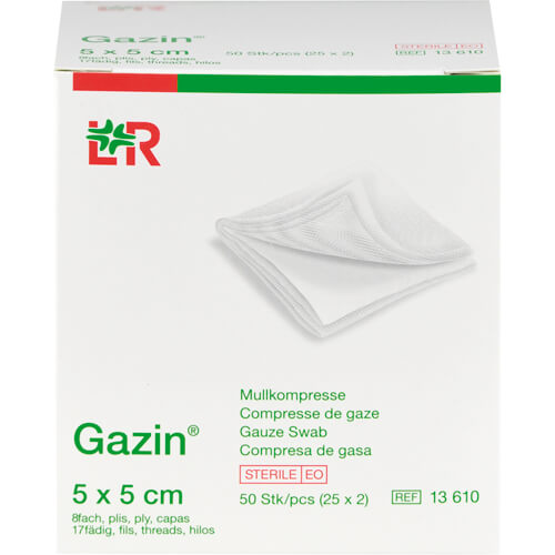 GAZIN Mullkomp.5x5 cm steril 8fach GAZIN Mullkomp.5x5 cm steril 8fach