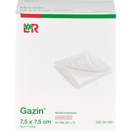 GAZIN Mullkomp.7,5x7,5 cm steril 8fach GAZIN Mullkomp.7,5x7,5 cm steril 8fach