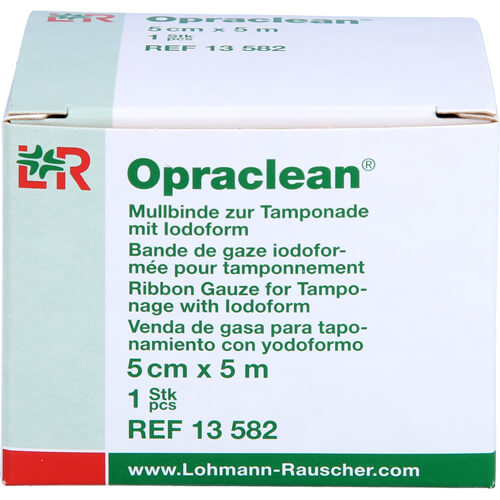 OPRACLEAN Mullbinde z.Tampon.m.Jodoform 5 cmx5 m OPRACLEAN Mullbinde z.Tampon.m.Jodoform 5 cmx5 m