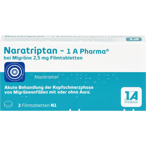 NARATRIPTAN-1A Pharma bei Migräne 2,5 mg Filmtabl. NARATRIPTAN-1A Pharma bei Migräne 2,5 mg Filmtabl.