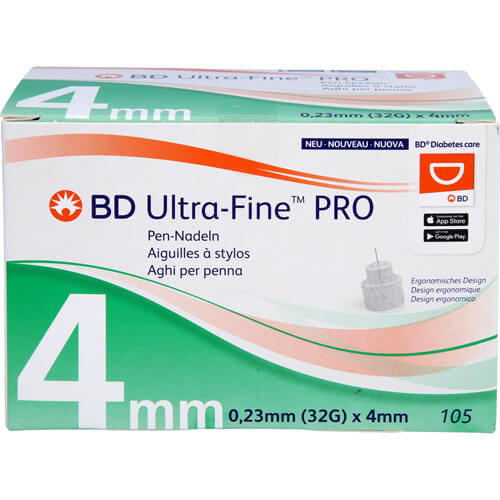BD ULTRA-FINE PRO Pen-Nadeln 4 mm 32 G 0,23 mm BD ULTRA-FINE PRO Pen-Nadeln 4 mm 32 G 0,23 mm
