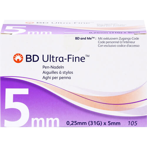 BD ULTRA-FINE Pen-Nadeln 5 mm 31 G 0,25 mm BD ULTRA-FINE Pen-Nadeln 5 mm 31 G 0,25 mm