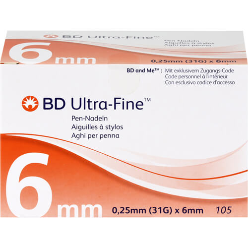 BD ULTRA-FINE Pen-Nadeln 6 mm 31 G 0,25 mm BD ULTRA-FINE Pen-Nadeln 6 mm 31 G 0,25 mm