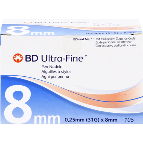 BD ULTRA-FINE Pen-Nadeln 8 mm 31 G 0,25 mm BD ULTRA-FINE Pen-Nadeln 8 mm 31 G 0,25 mm