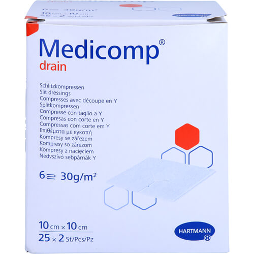 MEDICOMP drain Schlitzkomp.steril 10x10 cm 6fach MEDICOMP drain Schlitzkomp.steril 10x10 cm 6fach