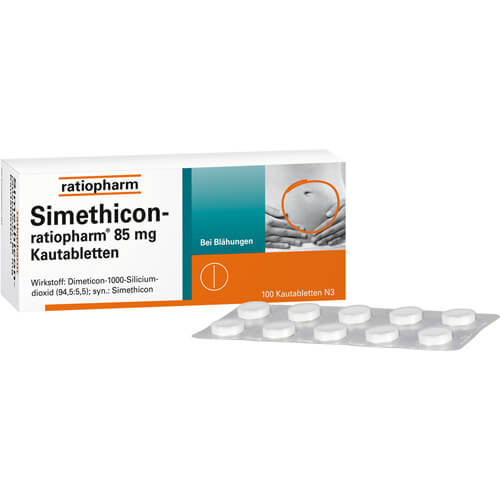 SIMETHICON-ratiopharm 85 mg Kautabletten SIMETHICON-ratiopharm 85 mg Kautabletten