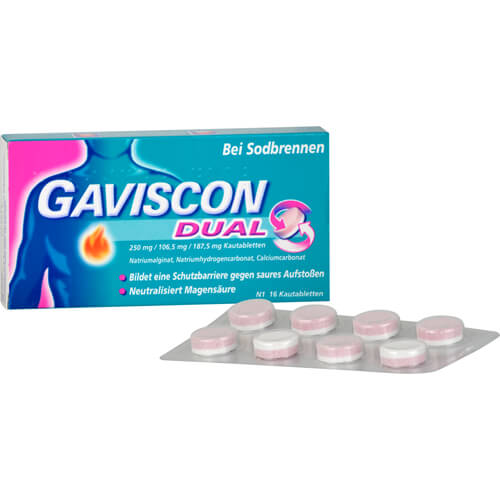GAVISCON Dual 250mg/106,5mg/187,5mg Kautabletten GAVISCON Dual 250mg/106,5mg/187,5mg Kautabletten