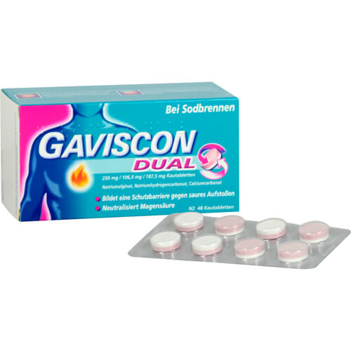 GAVISCON Dual 250mg/106,5mg/187,5mg Kautabletten GAVISCON Dual 250mg/106,5mg/187,5mg Kautabletten
