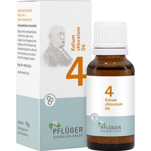 BIOCHEMIE Pflüger 4 Kalium chloratum D 6 Globuli BIOCHEMIE Pflüger 4 Kalium chloratum D 6 Globuli