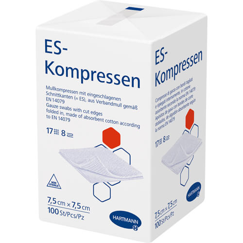 ES-KOMPRESSEN unsteril 7,5x7,5 cm 8fach ES-KOMPRESSEN unsteril 7,5x7,5 cm 8fach