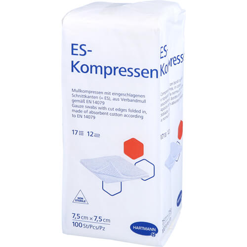 ES-KOMPRESSEN unsteril 7,5x7,5 cm 12fach ES-KOMPRESSEN unsteril 7,5x7,5 cm 12fach