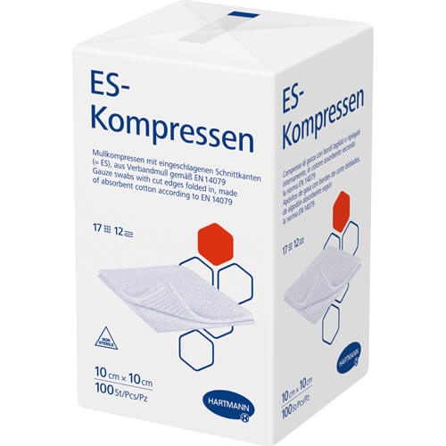 ES-KOMPRESSEN unsteril 10x10 cm 12fach ES-KOMPRESSEN unsteril 10x10 cm 12fach