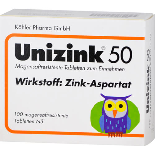 UNIZINK 50 magensaftresistente Tabletten UNIZINK 50 magensaftresistente Tabletten