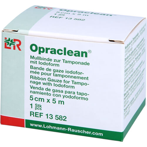OPRACLEAN Mullbinde z.Tampon.m.Jodoform 5 cmx5 m OPRACLEAN Mullbinde z.Tampon.m.Jodoform 5 cmx5 m