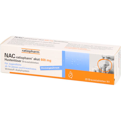 NAC-ratiopharm akut 600 mg Hustenlöser Brausetabl. NAC-ratiopharm akut 600 mg Hustenlöser Brausetabl.