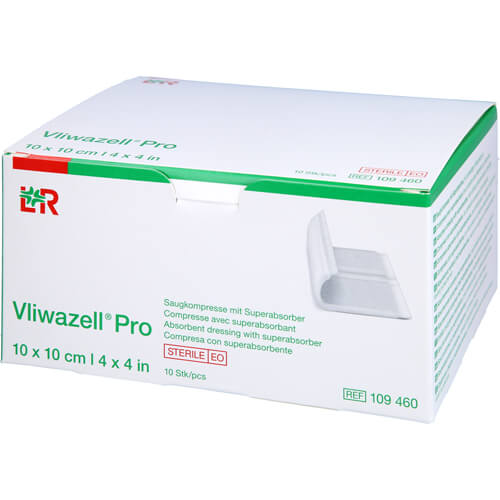VLIWAZELL Pro superabsorb.Kompr.steril 10x10 cm VLIWAZELL Pro superabsorb.Kompr.steril 10x10 cm