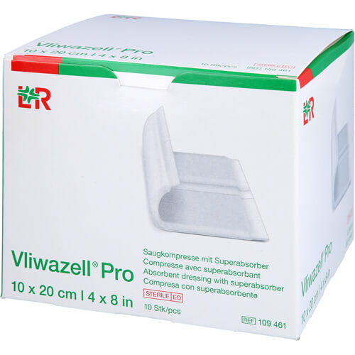 VLIWAZELL Pro superabsorb.Kompr.steril 10x20 cm VLIWAZELL Pro superabsorb.Kompr.steril 10x20 cm