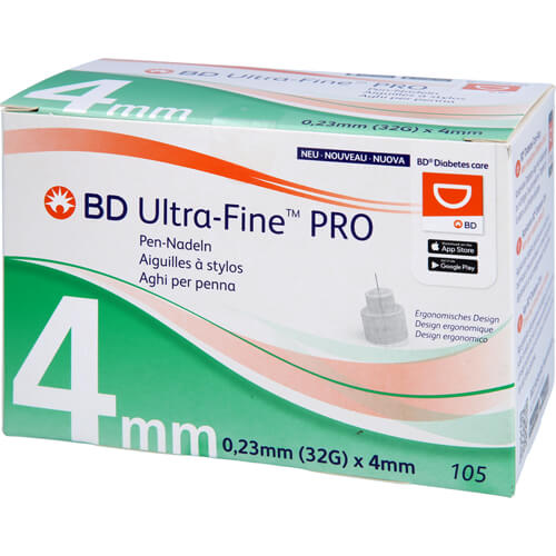 BD ULTRA-FINE PRO Pen-Nadeln 4 mm 32 G 0,23 mm BD ULTRA-FINE PRO Pen-Nadeln 4 mm 32 G 0,23 mm
