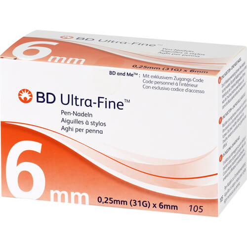 BD ULTRA-FINE Pen-Nadeln 6 mm 31 G 0,25 mm BD ULTRA-FINE Pen-Nadeln 6 mm 31 G 0,25 mm