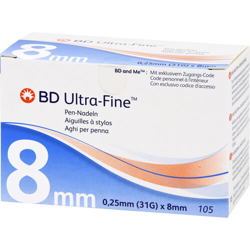 BD ULTRA-FINE Pen-Nadeln 8 mm 31 G 0,25 mm BD ULTRA-FINE Pen-Nadeln 8 mm 31 G 0,25 mm