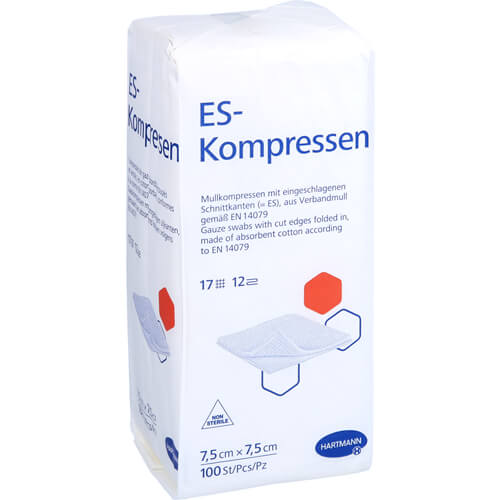 ES-KOMPRESSEN unsteril 7,5x7,5 cm 12fach ES-KOMPRESSEN unsteril 7,5x7,5 cm 12fach
