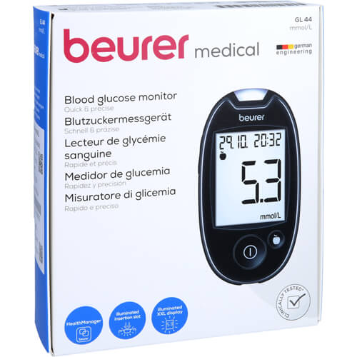 BEURER GL44 Blutzuckermessgerät mmol/l BEURER GL44 Blutzuckermessgerät mmol/l