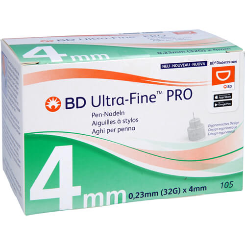 BD ULTRA-FINE PRO Pen-Nadeln 4 mm 32 G 0,23 mm BD ULTRA-FINE PRO Pen-Nadeln 4 mm 32 G 0,23 mm