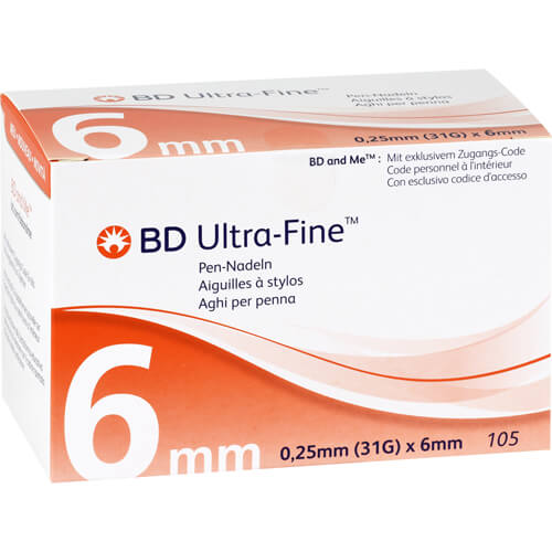 BD ULTRA-FINE Pen-Nadeln 6 mm 31 G 0,25 mm BD ULTRA-FINE Pen-Nadeln 6 mm 31 G 0,25 mm