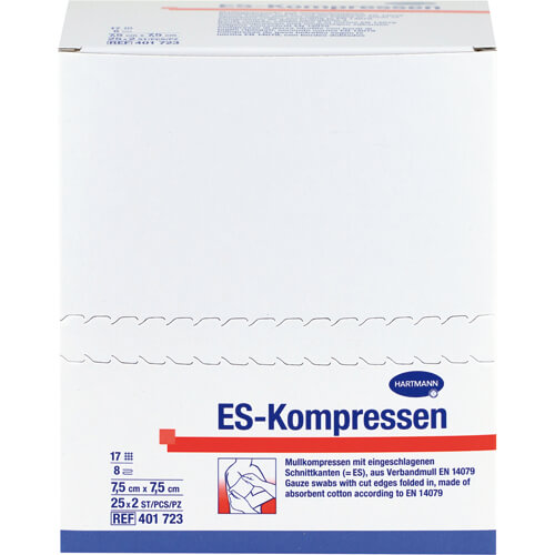 ES-KOMPRESSEN steril 7,5x7,5 cm 8fach ES-KOMPRESSEN steril 7,5x7,5 cm 8fach