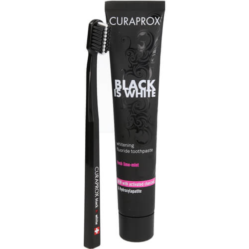 CURAPROX black is white Kohlezahnpasta und Bürste CURAPROX black is white Kohlezahnpasta und Bürste